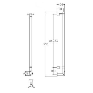Полотенцесушитель электрический Margaroli Arcobaleno 616/X/S Switch Black matt+Hanger DB 91x12 см чёрный матовый